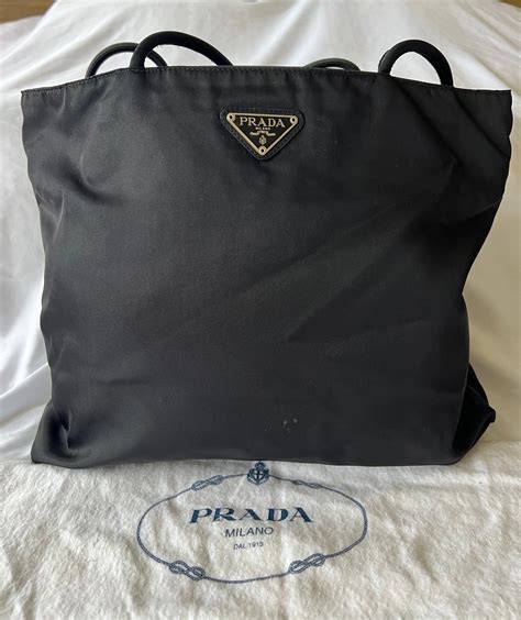 prada logo tote bag nylon black|Prada nylon tote crossbody.